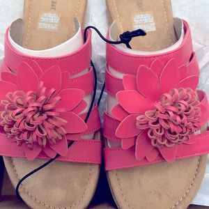 Pink Women Leather Slide Sandal